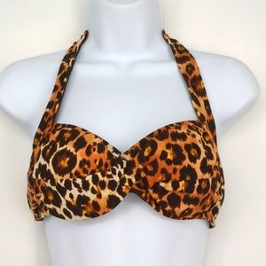 Catalina Cheetah Spotted Leopard Print Bikini Top Swim Padded Cup Medium Summer